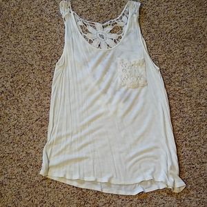 Cream lace back tank